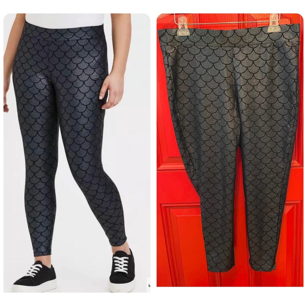 Torrid 2 (2X) Black Mermaid Scale‎ Cosplay Costume Iridescent Metallic Leggings